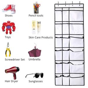 Organisateur de chaussures suspendu sur la porte avec 24 grandes poches en tissu maillé pour accessoires de placard - Product Image 5