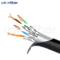 Kabel Patch Ethernet Bulat Unionfiber Cat8 Tembaga Murni SFTP RJ45 40Gbps Kabel LAN ISO9001 ROHS CE CPR untuk Server Switch