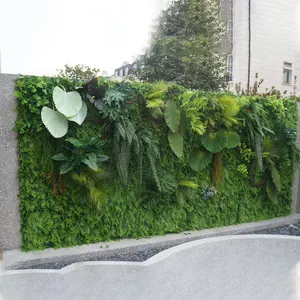Hot Sale Low MOQ Customized Hedge Fence Foliage Flower Panel Artificial Leaf Fake Plants Vertical Garden Plastic Green Wall