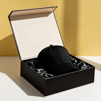 Boîtes d'emballage en carton noir pour casquettes de baseball avec fermeture magnétique personnalisée et logo, vente en gros