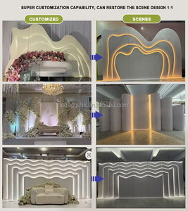 ฉากหลังงานแต่งงาน LEDA ดีไซน์ใหม่สีขาวลายคลื่น พร้อมไฟ LED โทนอุ่น สำหรับตกแต่งเวทีงานอีเว้นท์ - Product Image 5