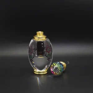 Desain lukisan tangan 3ML 6ML botol kristal parfum Attar dengan Logo kustom