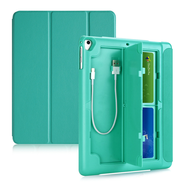 Custom iPad Mini 5/Pro 11/Air 2021 Case with Credit Card Slot Holder PU Leather Smart Cover-Eco-friendly Shockproof Dustproof