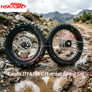 Nouvel ensemble de roues tubeless tout-terrain Kenda 17/14 pouces pour moto et dirt bike 70/100-17 90/100-14 noir avec pignon de rotor - Product Image 2