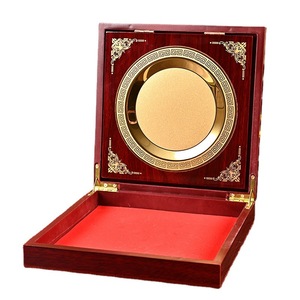 Placa de autorización de madera, bandeja de madera plegable, placa conmemorativa plegable con tapa abatible, bandeja de madera, placa de premio, medalla redonda. - Product Image 5