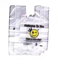 Op maat gemaakte logo-gravure bedrukte PE transparante plastic boodschappentassen met vesthandvat voor supermarkt T-shirt tas