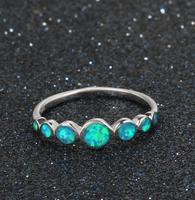 Élégant Nouveau Minimaliste Joint Forme Bleu Opale Anneau Exquis Fiançailles Fine Anneaux 925 Sterling Silver Bridal Jewelry