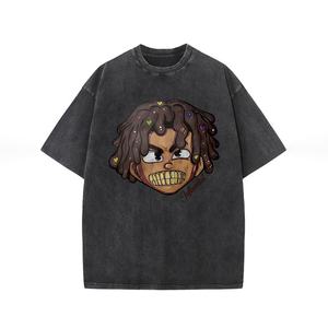 Camiseta Retro de algodón puro 100% lavado con ácido para hombre, camiseta de calle de secado rápido, manga corta de gran tamaño, Hip Hop, Fitness, directo largo - Product Image 2