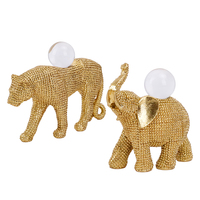 Redeco Vente Chaude Sculpture d'Éléphant Doré Unique Statue de Léopard Artisanat en Résine d'Animaux Simulés pour Cadeaux Décoration de la Maison
