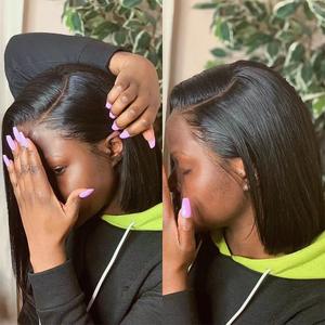 Barato hueso recto brasileño <span class=keywords><strong>cabello</strong></span> humano corto Bob pelucas Pixie corte <span class=keywords><strong>cabello</strong></span> humano encaje frontal peluca HD encaje Frontal pelucas para mujeres negras - Product Image 4