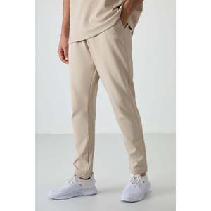 Ensemble de survêtement pour homme en coton beige, épais, doux, texturé, coupe ample, brodé - 85252 - Beige/beige - Product Image 6