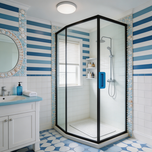 Cabine <span class=keywords><strong>de</strong></span> <span class=keywords><strong>douche</strong></span> à double joint d'étanchéité, anti-fuite, avec rail coulissant en aluminium et verre, installation rapide, <span class=keywords><strong>pour</strong></span> la maison - Product Image 1