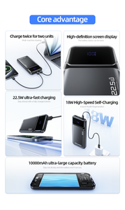 แบตเตอรี่ลิเธียมโพลิเมอร์ค<span class=keywords><strong>ว</strong></span>ามจุสูง 22.5W ชาร์จเร็<span class=keywords><strong>ว</strong></span> <span class=keywords><strong>พา</strong></span><span class=keywords><strong>ว</strong></span><span class=keywords><strong>เวอร์</strong></span><span class=keywords><strong>แบงค์</strong></span>บางเฉียบ 10000mAh สำหรับกิจกรรมกลางแจ้ง ท่องเที่ยว ธุรกิจ - Product Image 2
