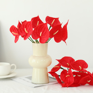 Flores de Anturio Simuladas Rojas, Arreglo Floral Artificial para Decoración del Hogar, Bodas y Accesorios de Fotografía - Product Image 1
