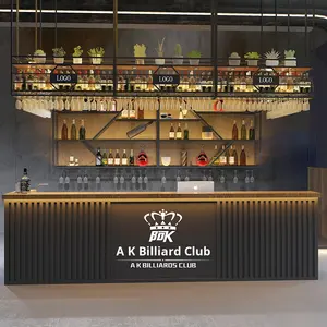 Conjunto de muebles de estilo industrial, mesa de mostrador de bar y armario de recepción para sala de billar, restaurante, Hotel, gimnasio - Product Image 2