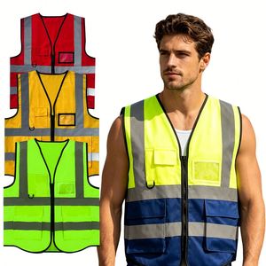 Gilet de sécurité personnalisé en polyester pour géomètre, cycliste, ou coureur, noir, réfléchissant, avec logo imprimé, pour impression par machine - Product Image 6