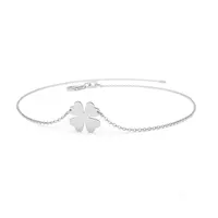 Trendy Simple Custom 18K Gold Plated 925 Sterling Silver Minimal Jewelry Plain Lucky 4 Four Leaf Clover bracciale per le donne