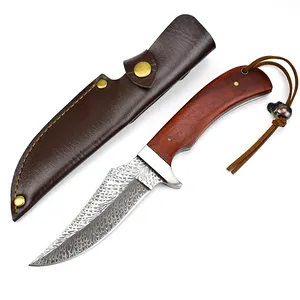 Amazon heiß verkaufen Leder muster Jagdmesser feste Klinge Messer Outdoor Camping Angeln tragbar scharf mit Ledersc heide