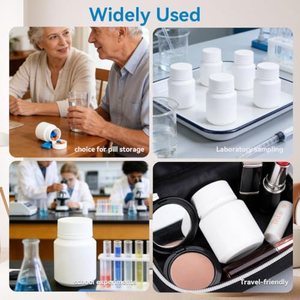 Conteneur pour pilules et gommes à mâcher en HDPE blanc de 60 ml, 80 ml, 100 ml avec bouchon à vis, pour médicaments, préservatifs, imprimé à l'écran, écologique - Product Image 4