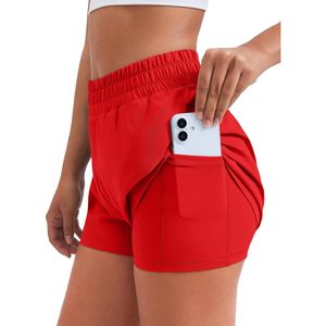 FOXA Short de course 2 en 1 pour femme, short de sport taille haute avec 4 poches True Red S - Product Image 1
