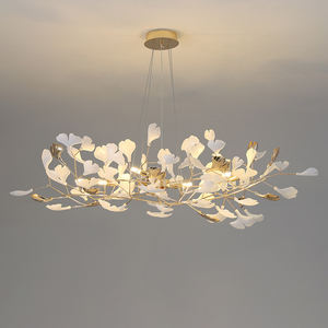 Lustre et luminaire suspendu en céramique blanche post-moderne en forme de feuille de ginkgo pour salon, chambre à coucher, décoration intérieure - Product Image 4