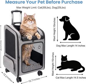 Wholesale Extra Large Durable OEM/ODM <strong>Backpack</strong> Oxford Fabric Collapsible Pet Carrier <strong>Backpack</strong> <strong>Wheels</strong> for Travel/Hiking/Outdoor - Product Image 3