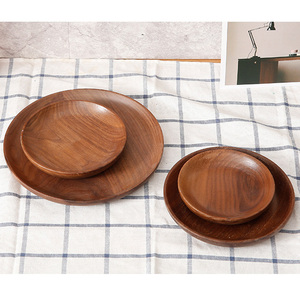 Assiettes de service rondes <span class=keywords><strong>en</strong></span> <span class=keywords><strong>bois</strong></span>, 9 plats <span class=keywords><strong>en</strong></span> <span class=keywords><strong>bois</strong></span> de noyer noir, assiettes de service à vendre - Product Image 6