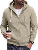 Sweat-shirt matelassé zippé pour homme, décontracté, léger, en polaire, à capuche avec cordon de serrage, veste d'extérieur tendance pour l'automne
