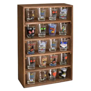 Adjustable Height Shelves Wooden Wall Mounted Display Shelves Rack for Collectibles Figures Shot Glasses Cosmetics Perfume