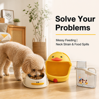 Joli ensemble d'accessoires pour animaux de compagnie en forme de canard jaune, en PP, gamelle et abreuvoir pour chien et chat, bac de rangement, vente en gros OEM ODM