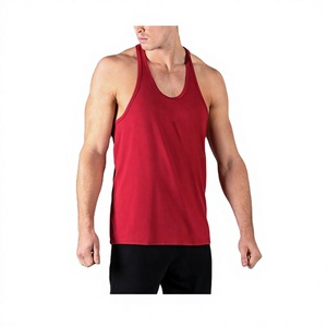 Red <b>Men's</b> <b>Compression</b> Tank Breathable Quick Dry O-Neck Knitted Gym Workout <b>Vest</b> OEM service waterproof and windproof cotton fit - Product Image 2