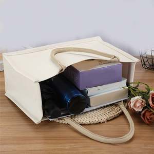 Sac à main en toile de jute personnalisé avec logo imprimé, sac de shopping portable en toile de jute, sac cadeau pour femmes, sac fourre-tout rétro en toile imperméable - Product Image 5