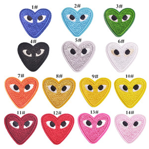 12 couleurs coeur oeil fer sur Patch bricolage vêtements accessoires Appliques dessin animé brodé étoile oeil coeur broderie patchs - Product Image 2