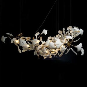 Lámpara Colgante LED Moderna de Lujo con Hojas de Ginkgo, Marco Dorado, para Sala de Estar, Comedor, Vestíbulo de Hotel - Product Image 5