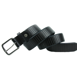 Cinturón de negocios <span class=keywords><strong>reversible</strong></span> clásico cortado a medida personalizado con hebilla de aleación de textura deportiva negra Material de plástico PU de estilo informal - Product Image 1