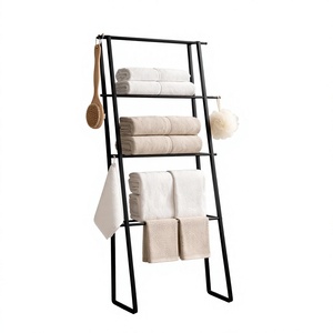 Minimalist Black Metal <b>Towel</b> Rack 3-Tier <b>Standing</b> Storage Holder for Bathroom <b>Towels</b> and Accessories - Product Image 1