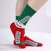 Mode en gros à la mode de haute qualité hommes chaussettes drôle coloré coton robe Paris unisexe Cool points de repère chocs chaussettes