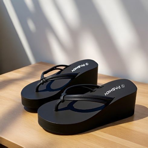 Women's High Heel Eva Wedged Flip Flop Sexy Summer Slippers Non-Slip and Breathable for Beach or Spring