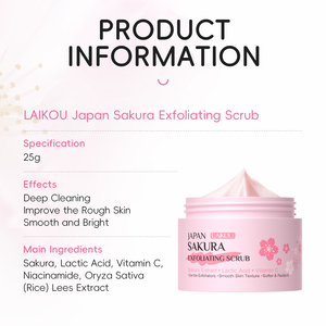 LAIKOU <span class=keywords><strong>Exfoliante</strong></span> <span class=keywords><strong>de</strong></span> Sakura <span class=keywords><strong>de</strong></span> Japón para Rostro y Cuerpo, Limpieza Profunda, Reduce la Opacidad <span class=keywords><strong>de</strong></span> la Piel 25g - Product Image 3