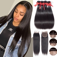 Extensions de cheveux humains vierges brésiliens Remy en gros, 100% cheveux naturels, tissage brésilien brut, tissage frontal en dentelle, double trame à la machine