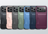 Funda Protectora para Teléfono 2 en 1 con Ranura para Tarjetas, Deslizable, de TPU, Protección Completa a Prueba de Golpes para iPhone 18 17 Air 16 15 Plus Pro Max
