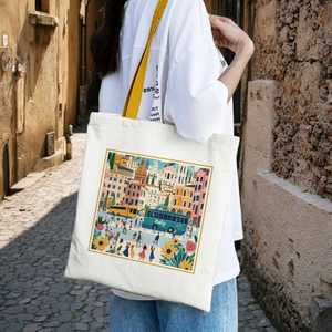 Custom Eco-Friendly Canvas Tote <b>Bag</b> with Zipper Closure Durable Cartoon Pattern for Daily Use & Custom Logo - Product Image 3