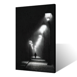 Hiện đại Thiết kế nội thất thân thiện với môi trường vải tường nghệ thuật đơn sắc cảnh quan đô thị đêm đường phố xem đèn bài bóng đen trắng - Product Image 3