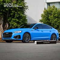 Film de protection pour carrosserie PET Cast Wraps, anti-rayures, 7,5 mil d'épaisseur, finition brillante HD, effet métallique liquide bleu ciel, vinyle pour voiture, un rouleau complet d'autocollants