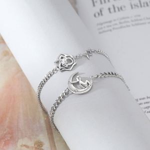 Sweet Women's Silver Plated and the Rose <b>Couple</b> <b>Bracelet</b> Romantic Creativity Valentine's Day Jewelry Gift - Product Image 1