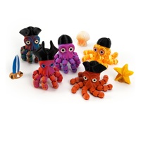 Feeron Figurine Articulée Capitaine Pirate Pieuvre en PLA Imprimé en 3D, Design Tendance, Chapeau Doré et Noir, Jouet Anti-stress Unique et Cool pour Bureau