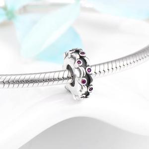 Perles numérotées 8 en argent sterling 925 véritable, perles blanches avec fermoir et entretoises en zircon cubique transparent, breloques pour bracelet, fabrication de bijoux pour femme, vente en gros - Product Image 2