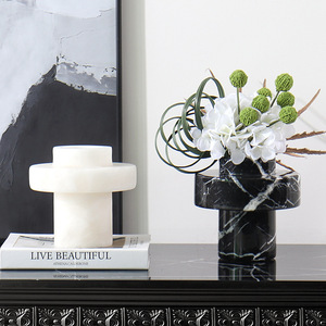 Vases décoratifs en pierre naturelle jaune, faits à la main, design nordique, pour salon, hôtel, ornement - Product Image 3