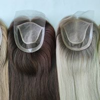 Rambut Asli Manusia Virgin Remy Silk Base Lace PU Topper, Hairpiece Jepit, Kulit Kepala Alami untuk Wanita, Rambut Menipis, Grosir