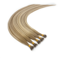 Extensiones de Cabello Humano con Anillas Nano y Micro Links, Rubio Natural, con Microperlas, Pre-Adheridas, Remy, Cabello Lacio Europeo